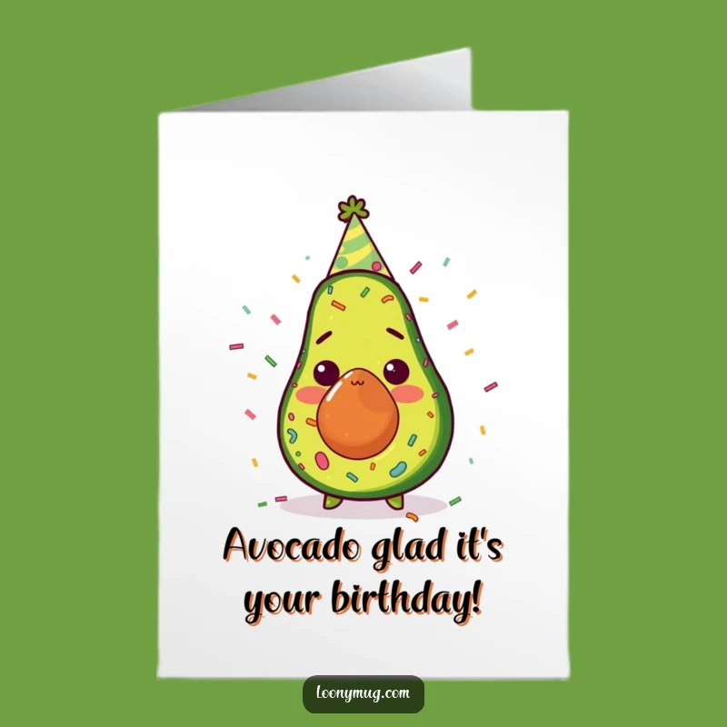 Free Printable Birthday Card: Surprised Avocado Party Fun - Funny Downloadable Gift
