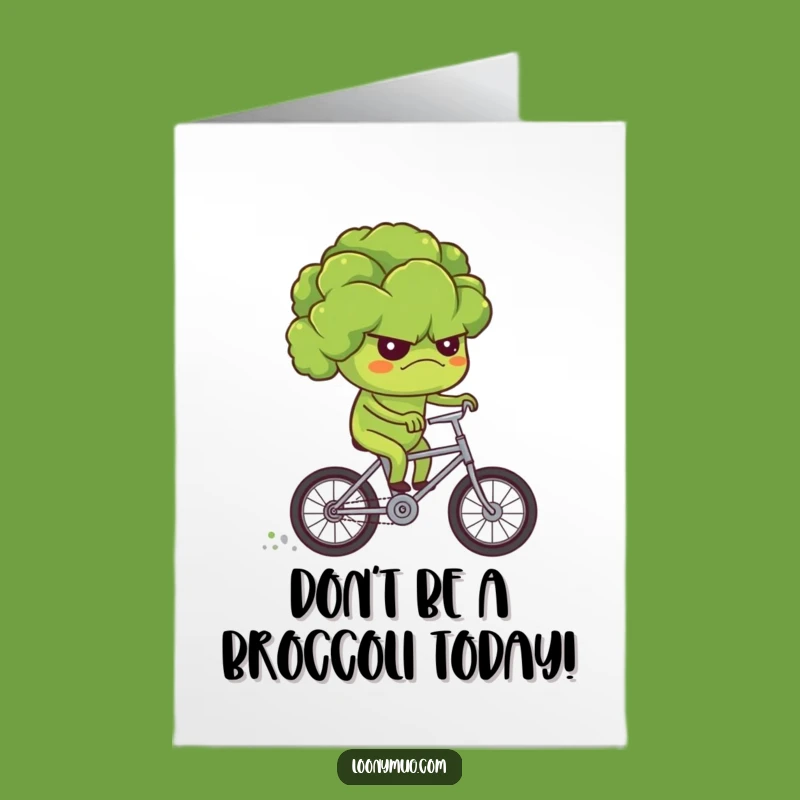 Free Printable Birthday Card: Grumpy Broccoli Bike Ride for a Funny Downloadable Gift