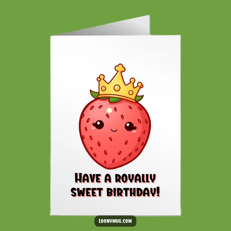 Free Printable Birthday Card: Royal Strawberry Queen, Funny Downloadable Gift for Royalty