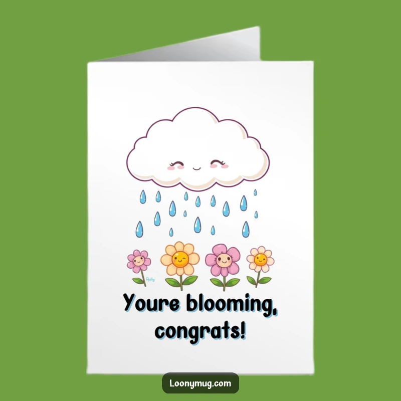 Free Printable Congrats Card: Smiling Raindrops Cloud - Funny Downloadable Gift