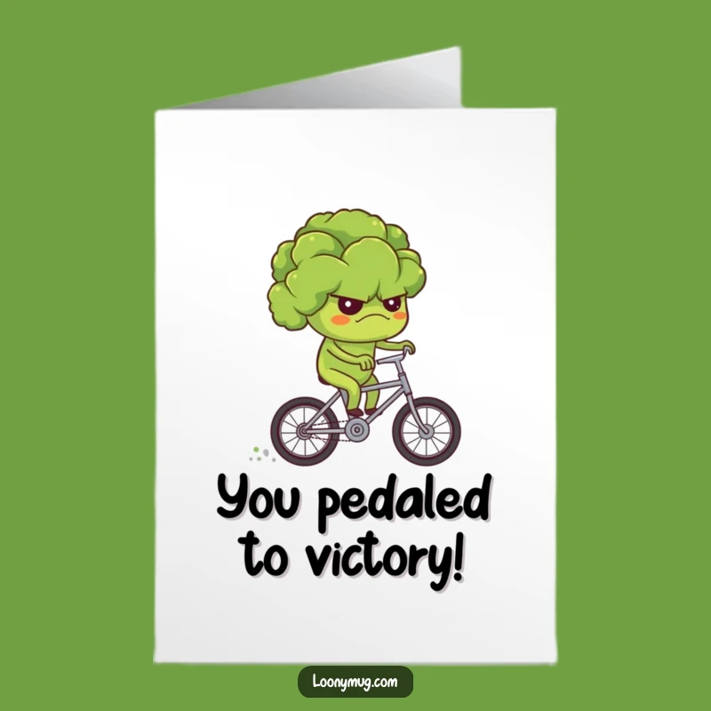 Free Printable Congrats Card: Grumpy Broccoli Bikes On for a Funny Downloadable Gift
