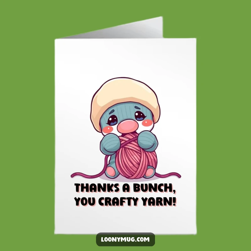 Free Printable Thank You Card: Humorous Sock Puppet Yarn Thief Downloadable