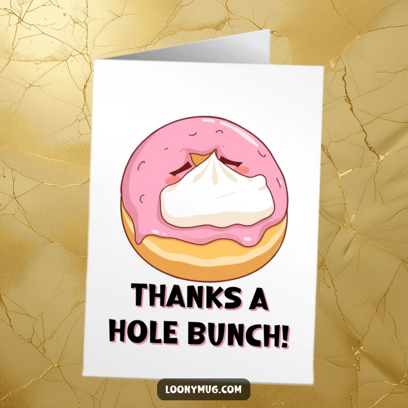Funny Free Printable Thank You Card: A sleepy donut cuddles a whipped cream pillow, offering a humorous and sweet thank you.