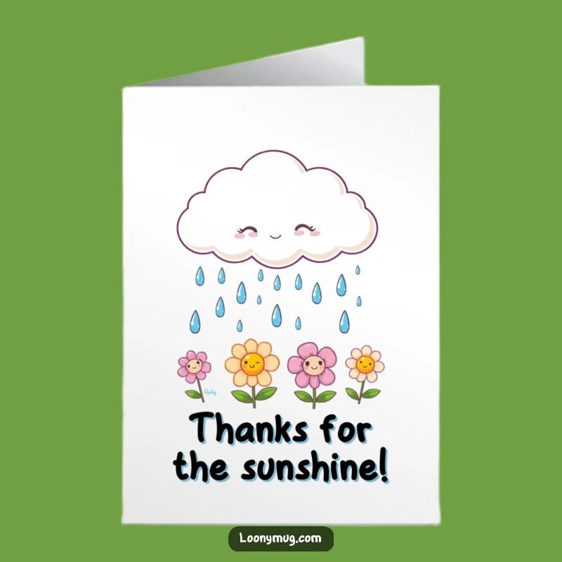 Free Printable Thank You Card: Smiling Raindrops Cloud - Funny Downloadable Gift