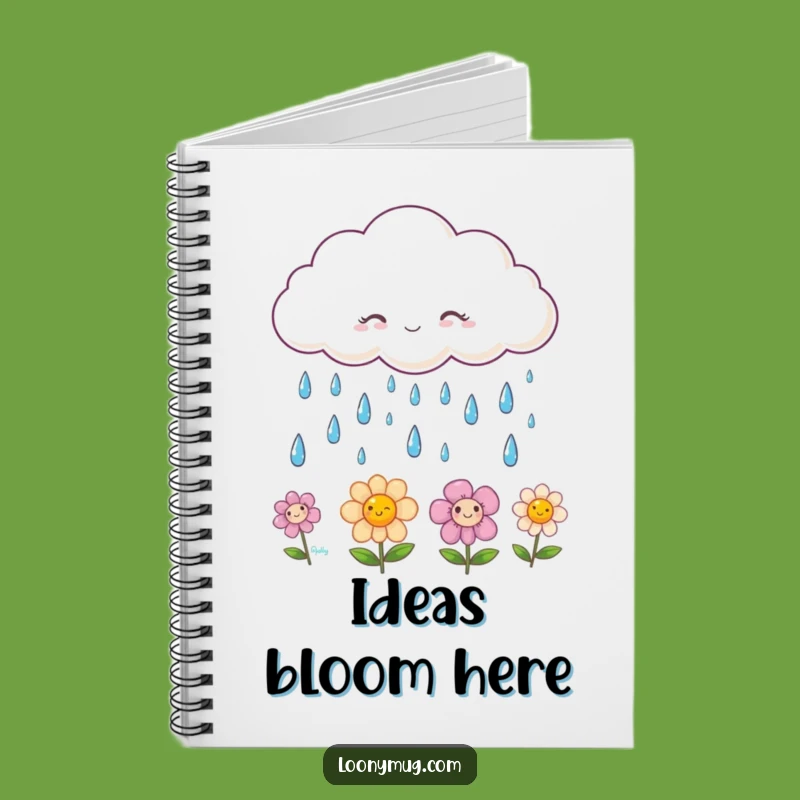 Funny Flower Notebook: Jot Down Ideas with Smiling Raindrops