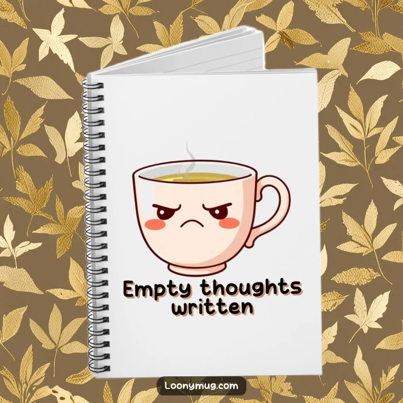 Funny notebook with a grumpy teacup design, ideal for jotting down thoughts with a sarcastic flair.