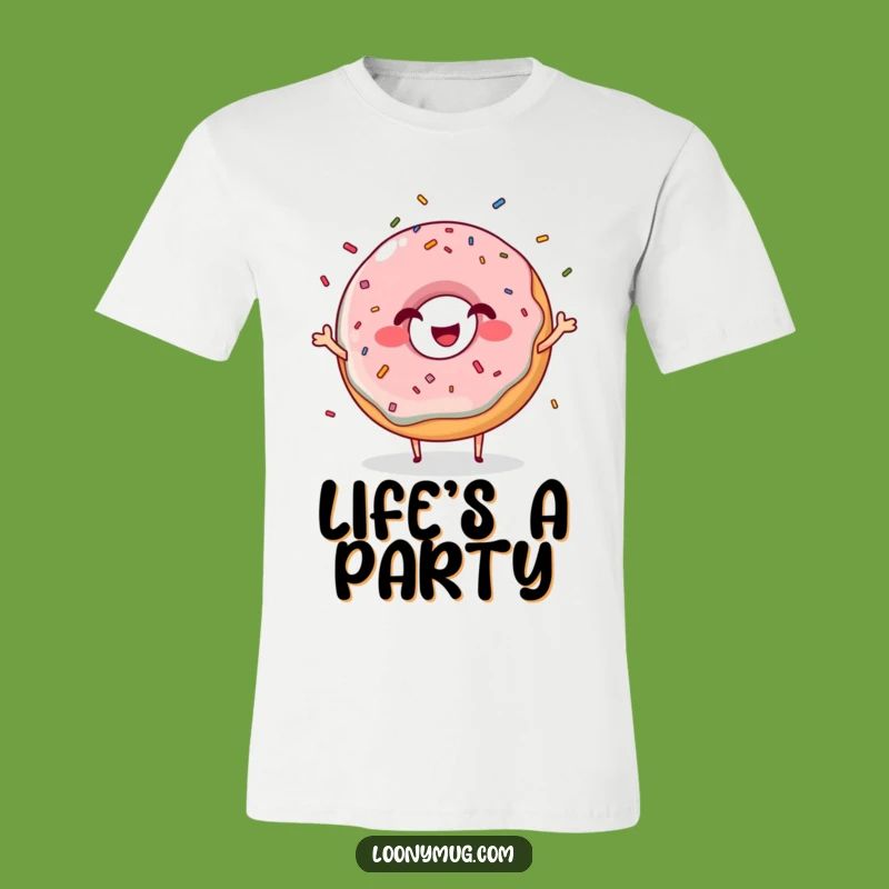 Funny Giggling Donut T-Shirt: Juggling Sprinkles Character Tee for Fun Lovers