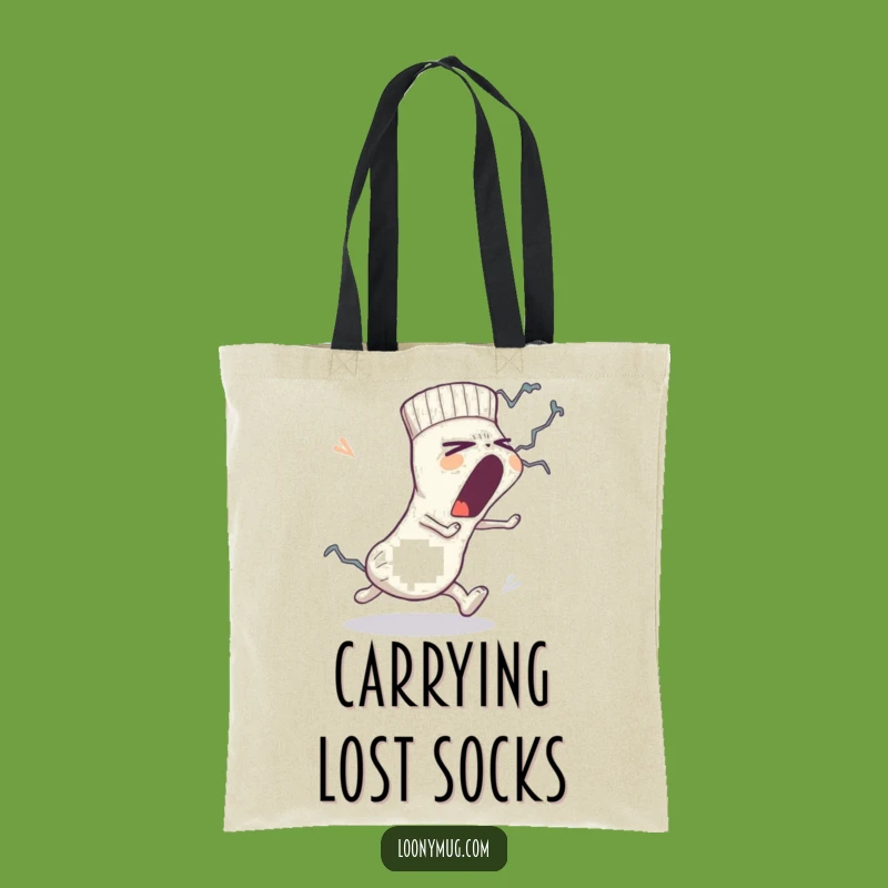 Funny Sock Tote Bag: Lint Monster Chase, Humorous Laundry Companion
